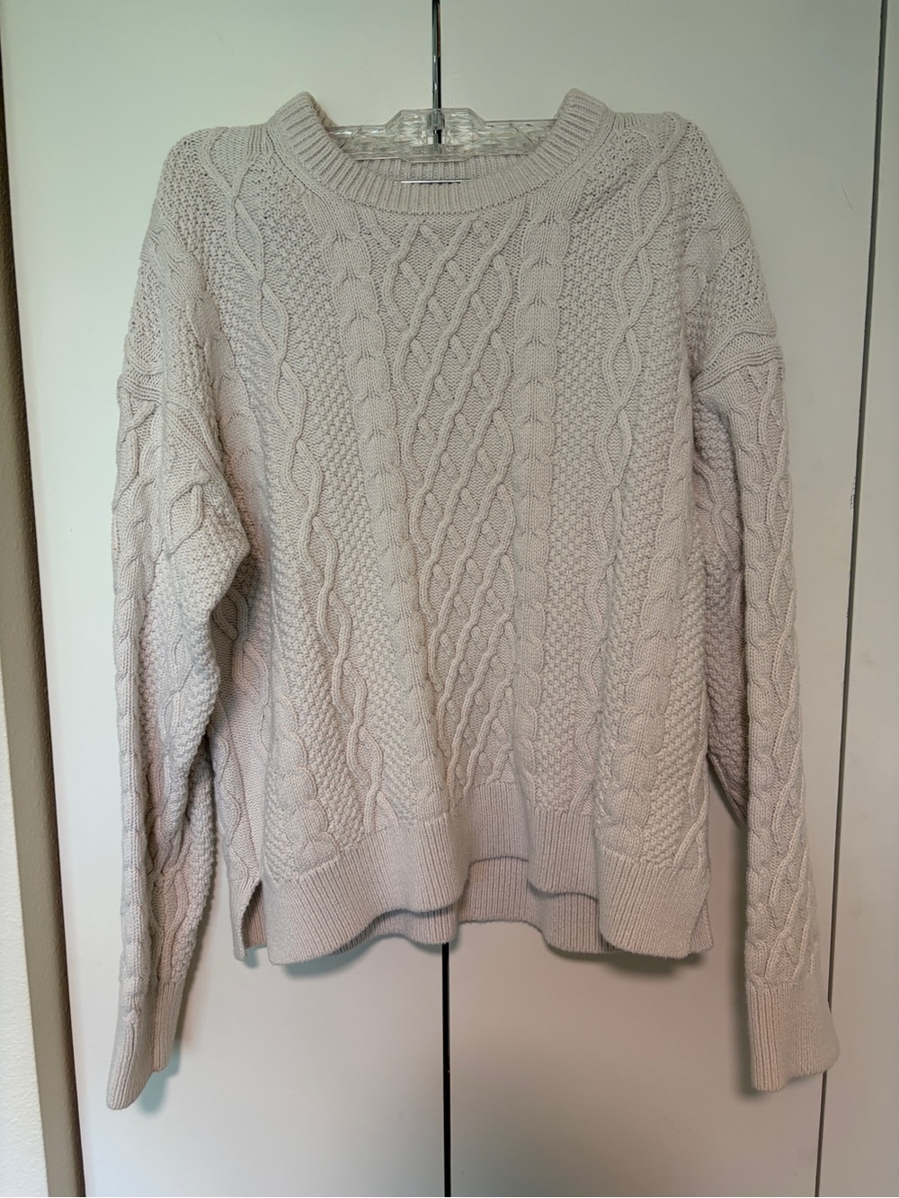 J.Crew Factory Classic Cable Knit Women's Sweater - White - L**see description